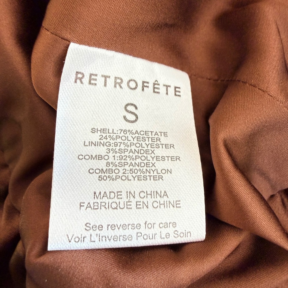 Retrofete Delfino Espresso Satin Crystal Studded Bubble Hem Mini Dress-NWT -S - Picture 10 of 15